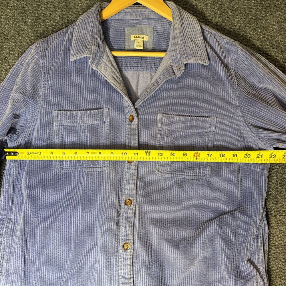 LL Bean Corduroy Shacket Jacket L blue Cabin core Cozy Soft Chore Shirt - Picture 7 of 12